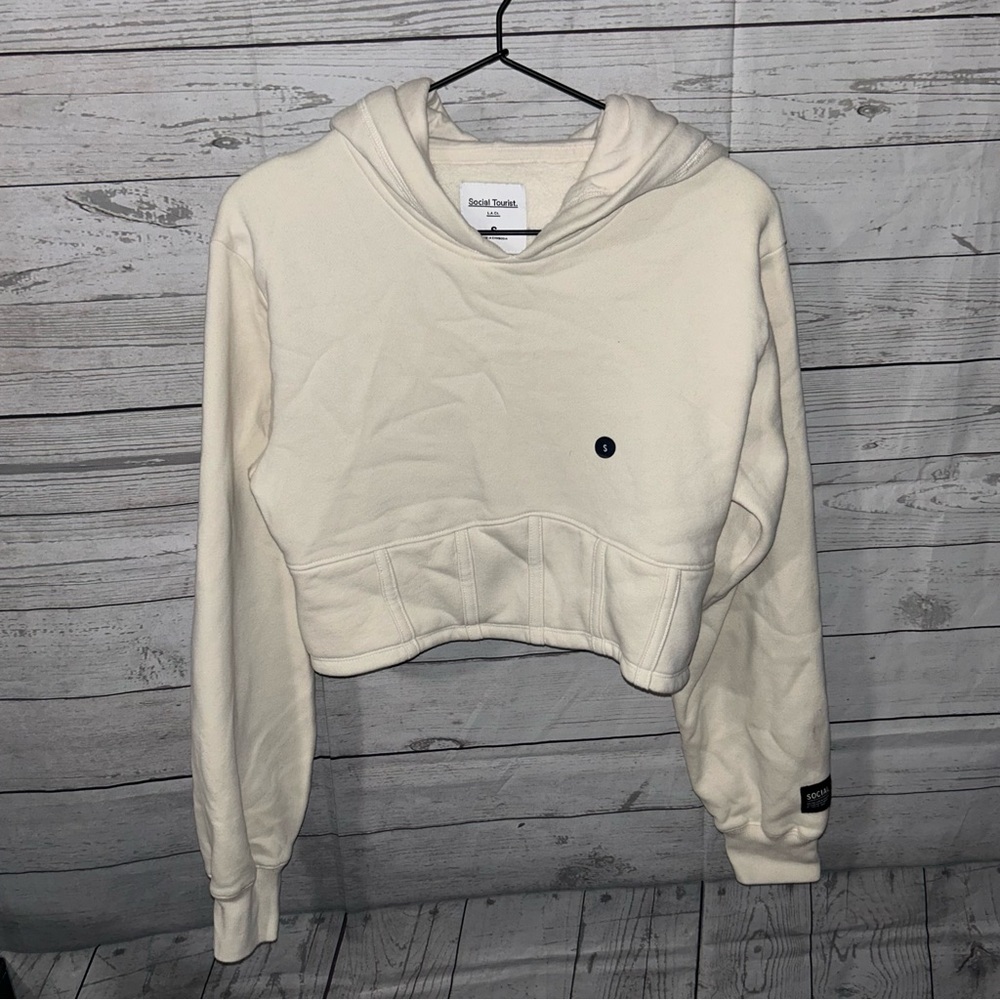 NWOT Hollister Social Tourist Corset Cream Cropped Hoodie Size S